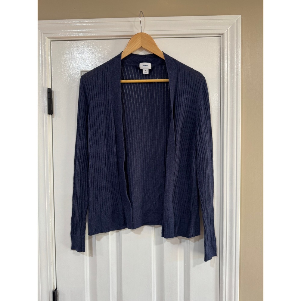 Old Navy Womens Navy Blue Ribbed Open Front Cardigan Sweater Size M